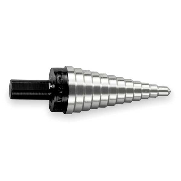 Irwin Unibit No. 4 Step Drill Bit, 12 Hole Sizes, 3/16 to 7/8 ", 1/16" Steps, High-Speed Steel, Hex Shank - UNIBIT 4