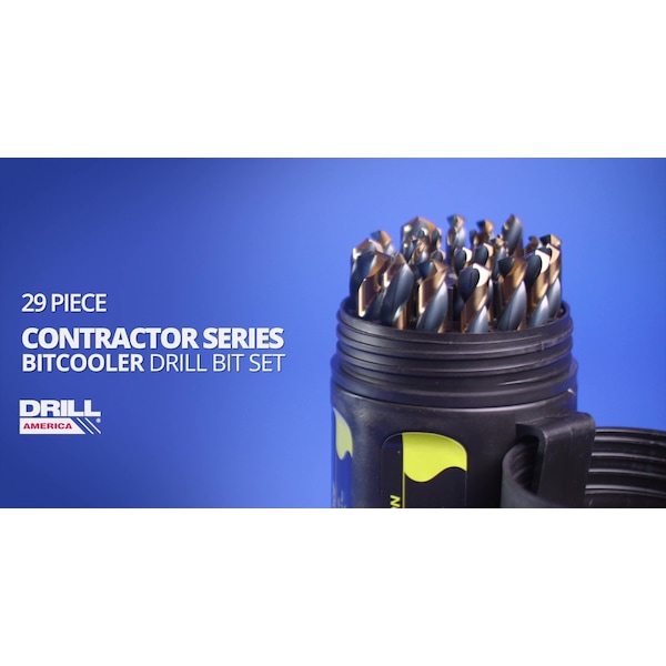 Drill America 29 Piece HSS Contractor Bit Cooler Drill Bit Set, 1/16" - 1/2" - KFD29J-3F-PC