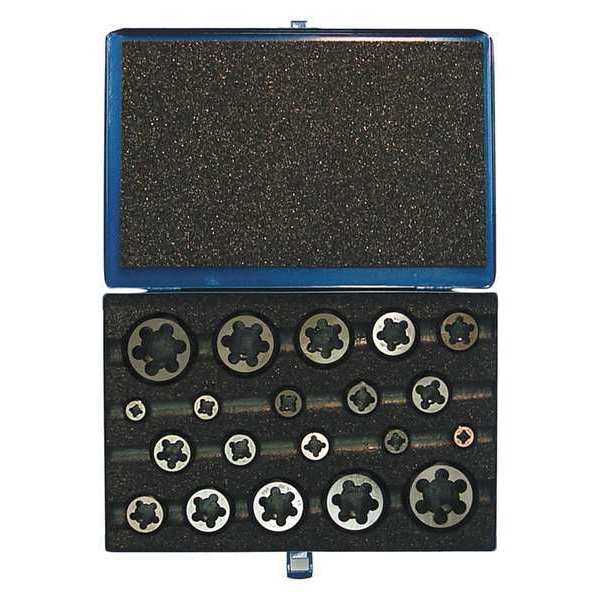 Greenfield Threading 20pc Carbon Steel Hexagon Rethreading Die Set 377 Greenfield Threading, 1/4-20 to 1-14 UNC/UNF - 403595