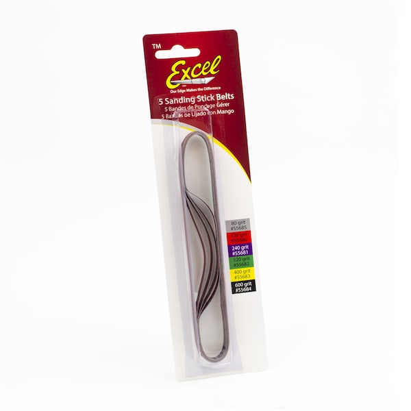 Bandas de lija para palo de lijar Excel Blades #320, repuesto de banda de lijado, 5 piezas, paquete de 6 - 55682