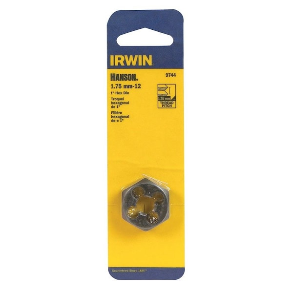 Irwin Irwin Hanson High Carbon Steel Metric Hexagon Die 12 - 1.75 mm 1 pc - 9744