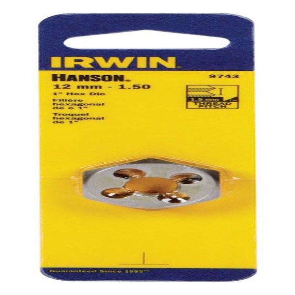 Irwin Irwin Hanson High Carbon Steel Metric Hexagon Die 12 - 1.50 mm 1 pc - 9743