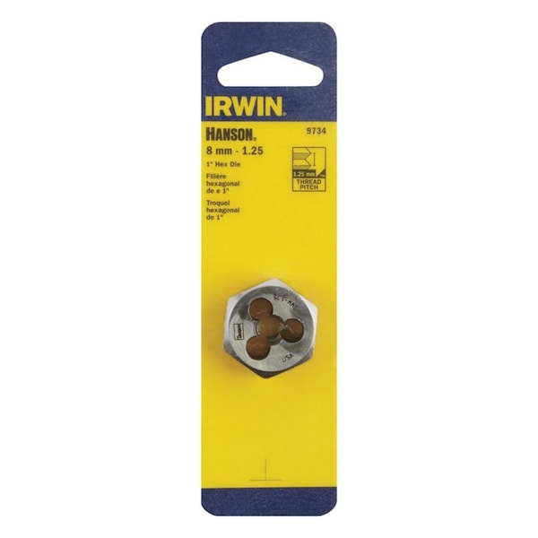 Irwin Irwin Hanson High Carbon Steel Metric Hexagon Die 8 - 1.25 mm 1 pc - 9734