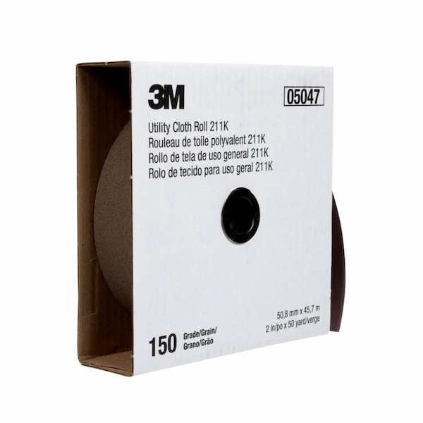 Rollo de tela de utilidad 3M 211K, 2 pulgadas x 50 yardas, 150 grano J, paquete de 5 - 7000118339