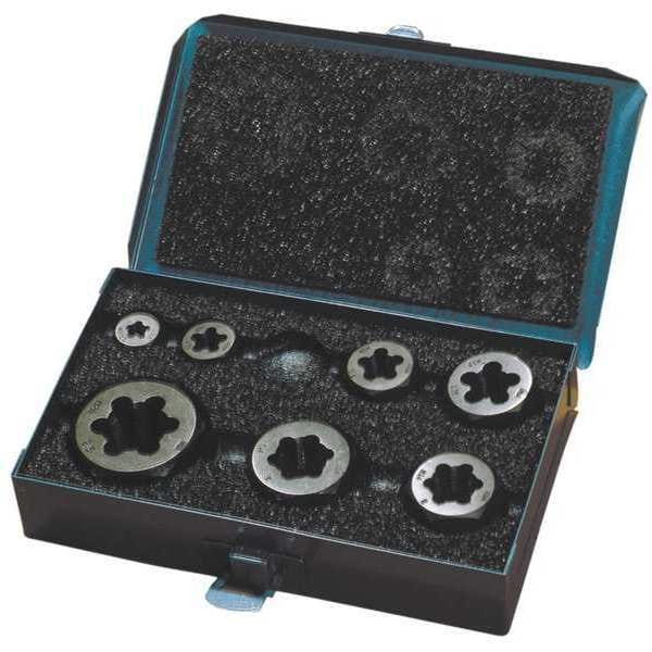 Greenfield Threading 7pc Carbon Steel Hexagon Rethreading Die Set 377 Greenfield Threading, M6x1 to M20x2.5 Metric - 403522