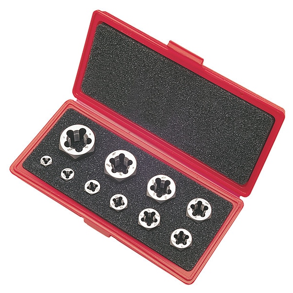 Cle-Line 10PC Carbon Hexagon Rethreading Die Set 0650 Cle-Line 1/4-20 To 1-8 UNC - C67278