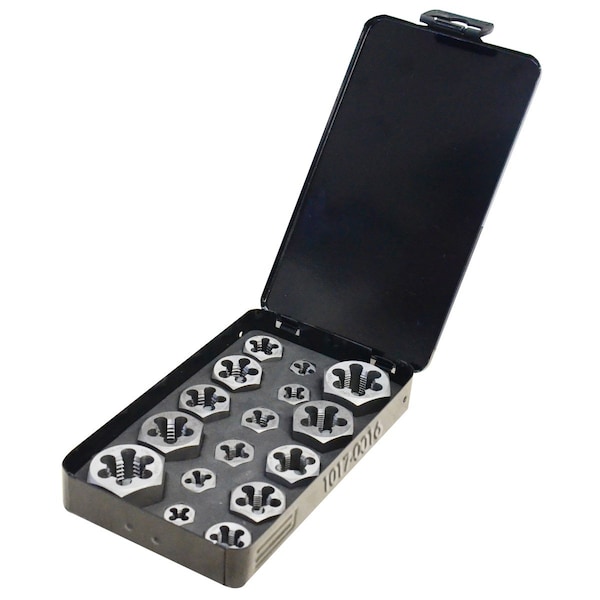 Hhip 16 Piece 1/4-3/4" Hexagon Rethreading Die Set - 1017-0016