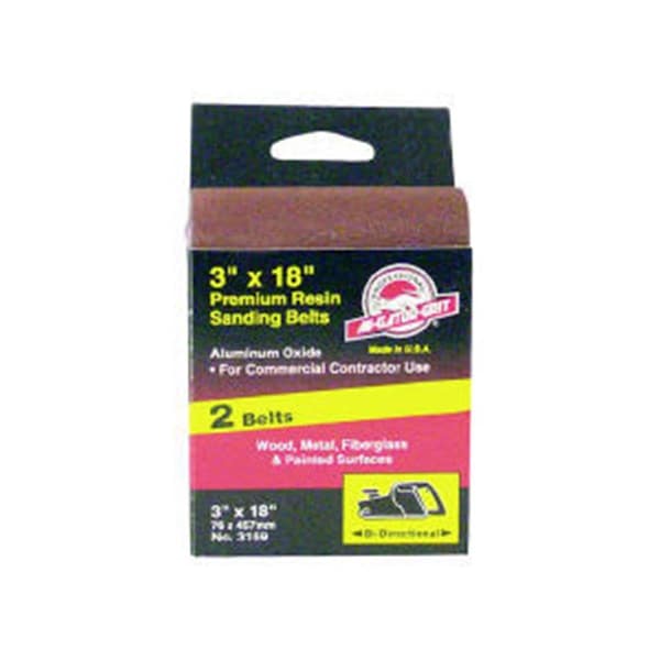 Gator Finishing 346007 3 x 18 pulgadas 80 grano Cinturón de Lijado de Óxido de Aluminio 2 paquetes - 0346007