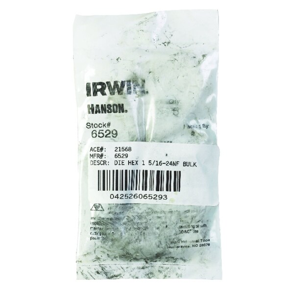 Irwin Irwin Hanson High Carbon Steel SAE Hexagon Die 5/16-24 in. 1 pc - 6529