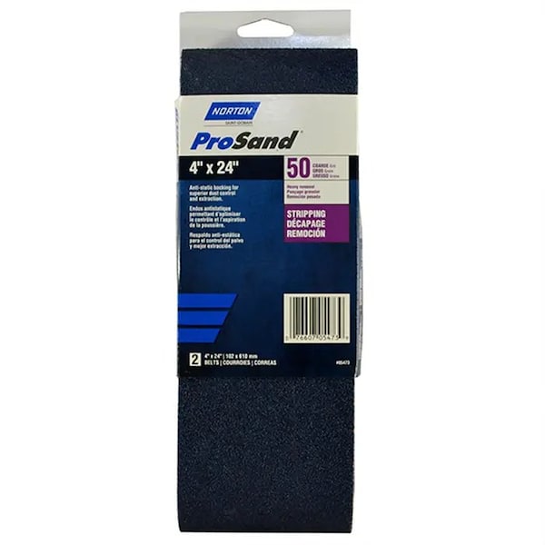 Norton Co 4" x 24" ProSand BlueFire Banda Portátil de Lijado de Grano 50, PAQ. 2 - 05473
