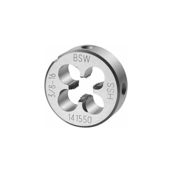 Garant 3/8in-16  HSS Round Die, for Whitworth Threads to BSW Standards, Closed/Pre-Slit Form - 141550 W3/8