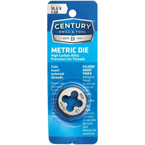 Century Drill Tool Century Drill & Tool 10.0x1.50 NPT 1 In. Across Flats Hexagon Pipe Die - 97615