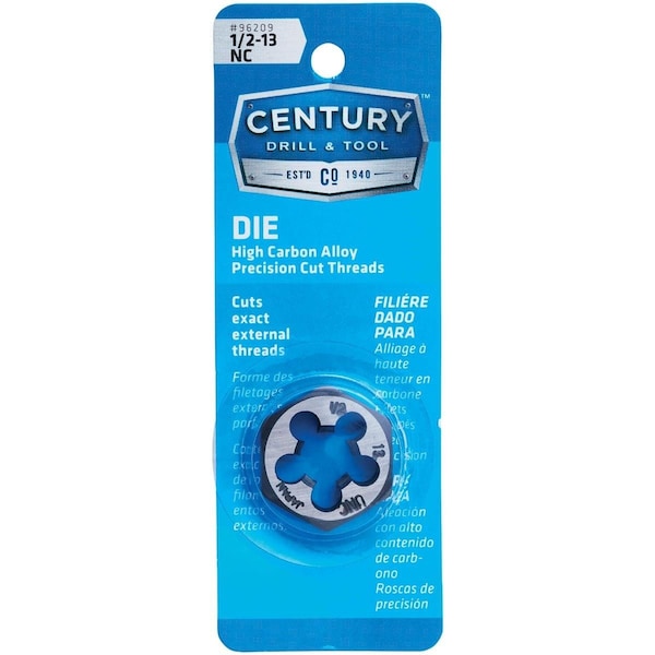 Century Drill Tool Century Drill & Tool 1/2-13 National Coarse 1 In. Across Flats Fractional Hexagon Die - 96209