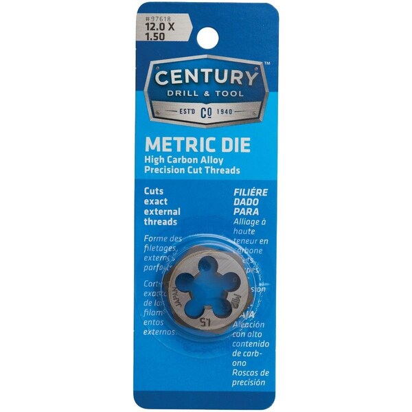 Century Drill Tool Century Drill & Tool 12.0x1.50 NPT 1 In. Across Flats Hexagon Pipe Die - 97618