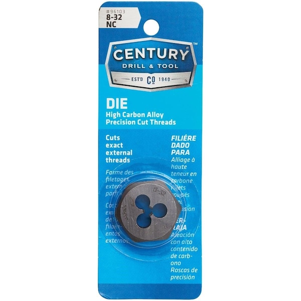 Century Drill Tool Century Drill & Tool 8-32 National Coarse 1 In. Across Flats Fractional Hexagon Die - 96103