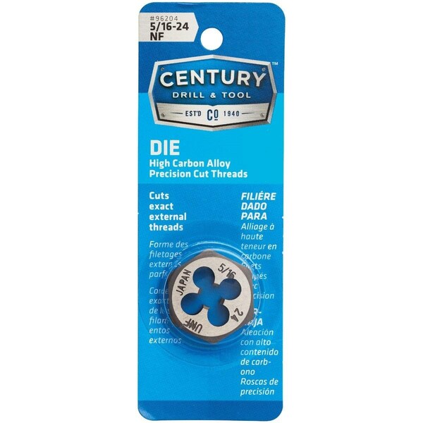 Century Drill Tool Century Drill & Tool 5/16-24 National Fine 1 In. Across Flats Fractional Hexagon Die - 96204