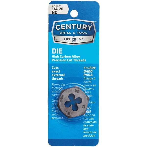 Century Drill Tool Century Drill & Tool 1/4-20 National Coarse 1 In. Across Flats Fractional Hexagon Die - 96201