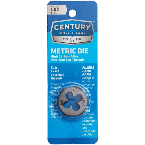 Century Drill Tool Century Drill & Tool 8.0x1.25 NPT 1 In. Across Flats Hexagon Pipe Die - 97611