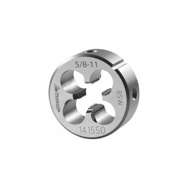 Garant 5/8in-11  HSS Round Die, for Whitworth Threads to BSW Standards, Closed/Pre-Slit Form - 141550 W5/8