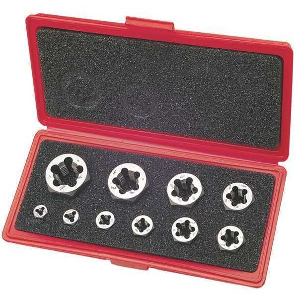 Greenfield Threading 10pc Carbon Steel Hexagon Rethreading Die Set 377 Greenfield Threading, 1/4-20 to 1-8 UNC - 403520