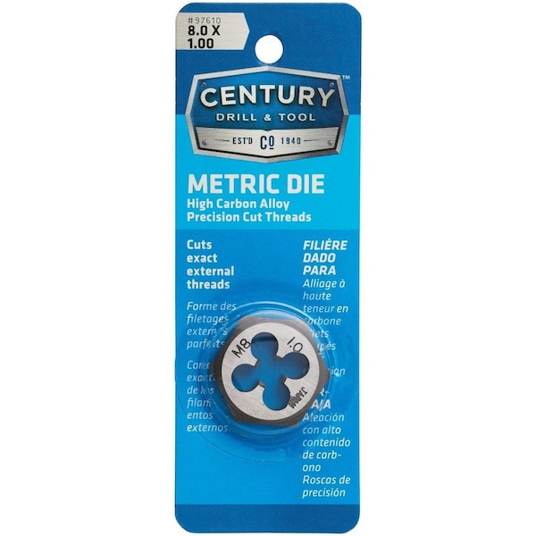Century Drill Tool Century Drill & Tool 8.0x1.00 NPT 1 In. Across Flats Hexagon Pipe Die - 97610