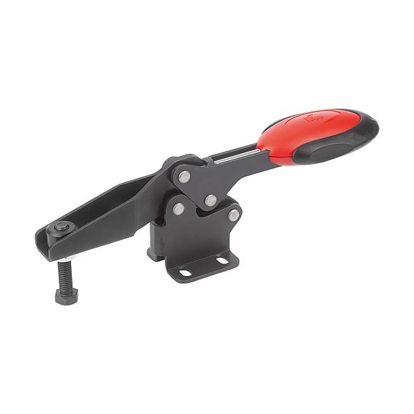 Kipp Horizontal Toggle Clamps w. Safety Lock w. flat foot and adj. spindle - K0660.012103