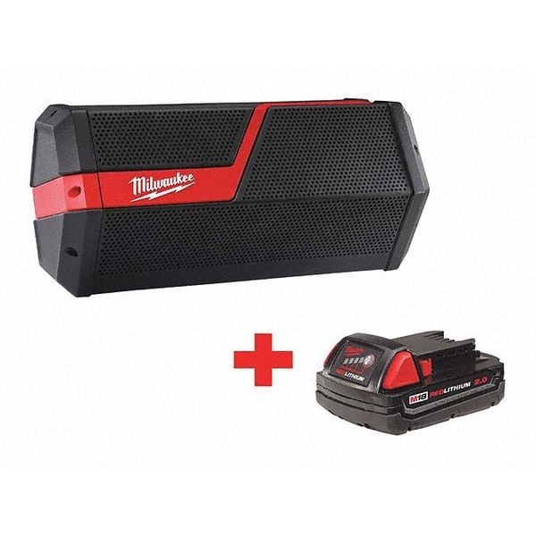 Milwaukee Tool Jobsite Bluetooth Speaker Kit, 18.0/12.0V, Includes Battery (2 Ah) - 2891-20, 48-11-1820