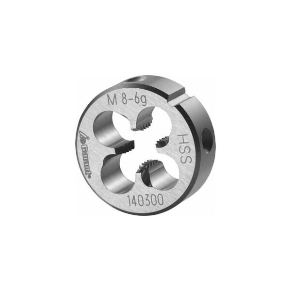 Garant M8X1.25 HSS Round Die, Closed/Pre-Slit Form - 140300 M8