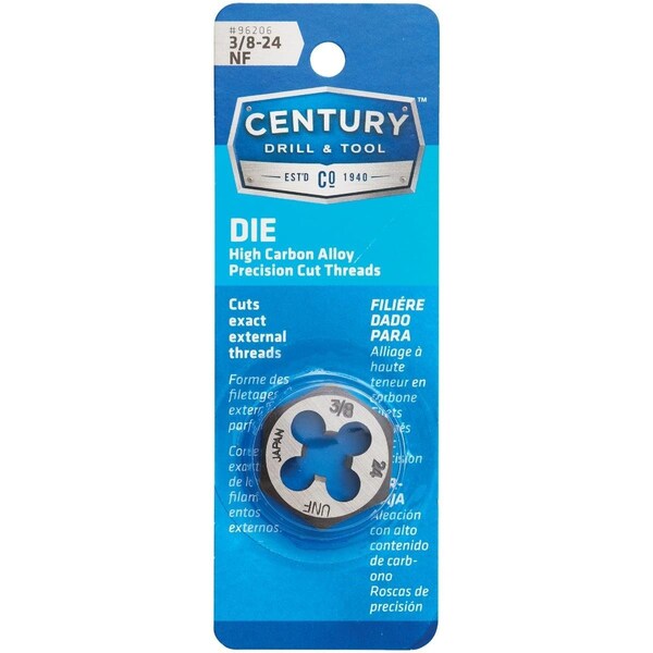 Century Drill Tool Century Drill & Tool 3/8-24 National Fine 1 In. Across Flats Fractional Hexagon Die - 96206