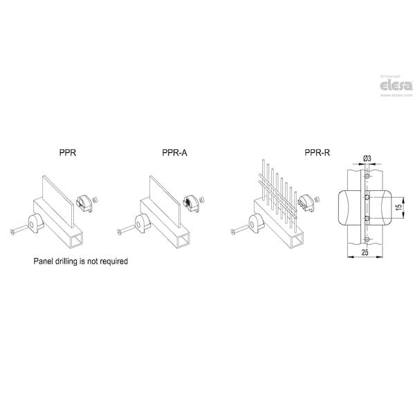 Elesa Support clamp for panels and electro-welded mesh, PPR.30-6-C9 - PPR