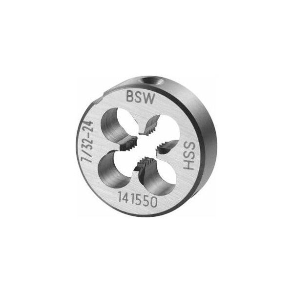 Garant 7/32in-24  HSS Round Die, for Whitworth Threads to BSW Standards, Closed/Pre-Slit Form - 141550 W7/32