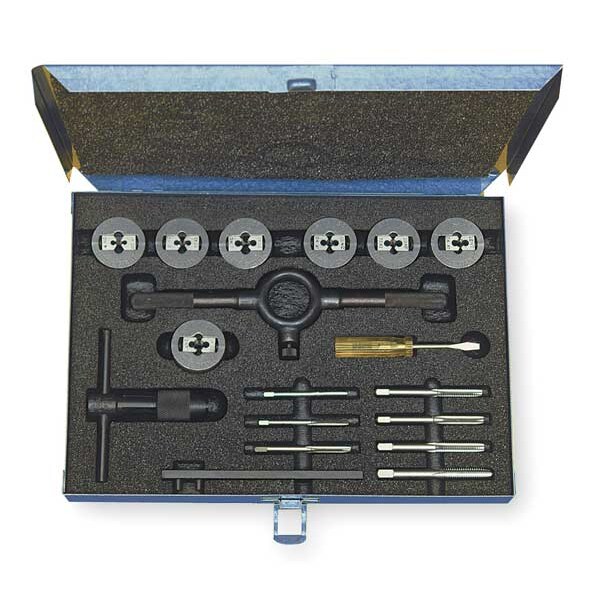 Cleveland 17PC #4-40 - 1/4-20 UNC HSS Plug Hand Tap and Two-Piece Die Set Cle-line 055 - C00609