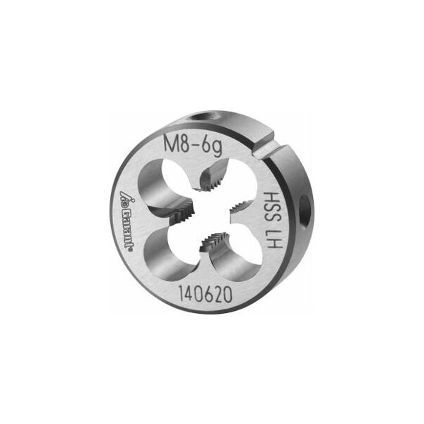 Garant M8X1.25 HSS Round Die, Left-Hand, Closed/Pre-Slit Form - 140620 M8