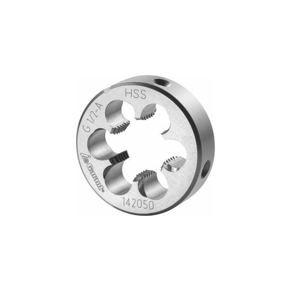 Garant 1/2in-14  HSS Round Die, for Whitworth Pipe Threads, Closed/Pre-Slit Form - 142050 G1/2