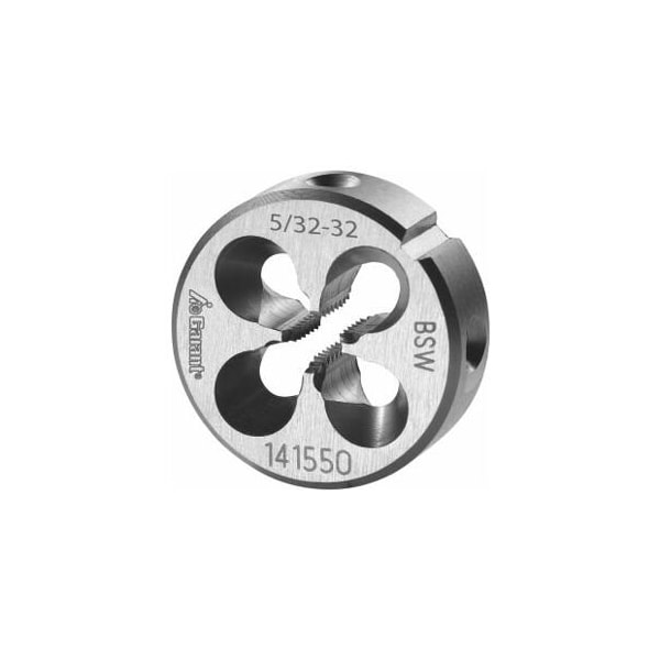 Garant 5/32in-32  HSS Round Die, for Whitworth Threads to BSW Standards, Closed/Pre-Slit Form - 141550 W5/32