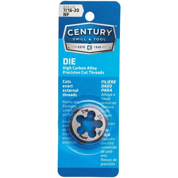 Century Drill Tool Century Drill & Tool 7/16-20 National Fine 1 In. Across Flats Fractional Hexagon Die - 96208