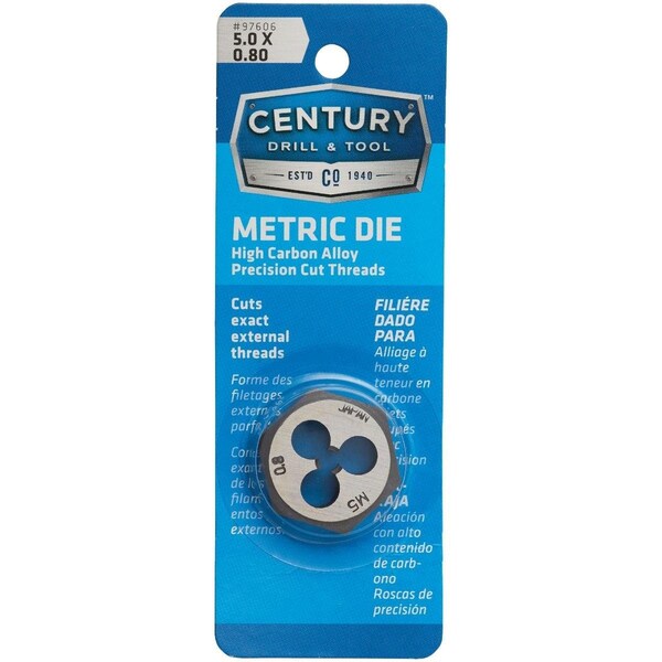 Century Drill Tool Century Drill & Tool 5.0x0.80 NPT 1 In. Across Flats Hexagon Pipe Die - 97606