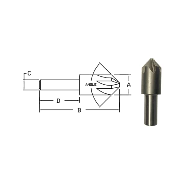Link 1 Od 82° 6-Flute Cobalt Countersink - Tin Coat - CO-TN-563