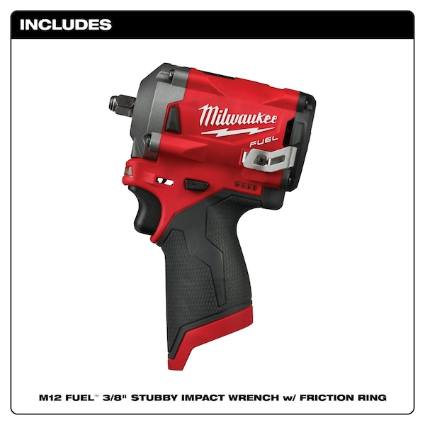 Milwaukee Tool M12 FUEL 3/8" Stubby Impact Wrench - 2554-20