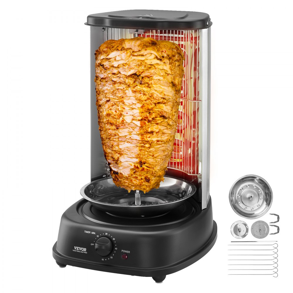 VEVOR Stainless Steel Shawarma Grill Machine Vertical Gyro Rotisserie Doner - LSKRJ13LBSDR6ZC7WV1