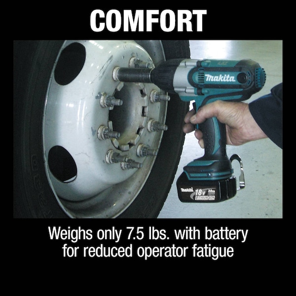 Makita Impact Wrench Kit, Cordless, 18VDC, 10 1/2 - XWT04S1
