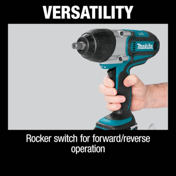 Makita Impact Wrench Kit, Cordless, 18VDC, 10 1/2 - XWT04S1