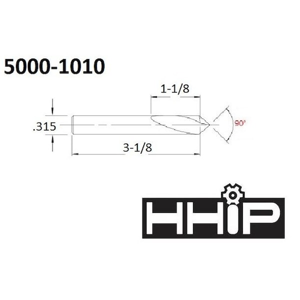Hhip .315 X 3-1/8 90 Degree Split Point Cobalt NC Spotting Drill - 5000-1010