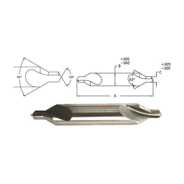 Link #5 Cobalt Rh 60 Deg Tialn Coat Centerdrill - CO-TL-096
