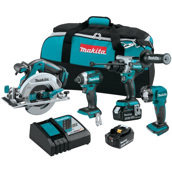 Makita LXT Brushless 4pcs, Combo Kit, 18V, (5.0Ah) - XT452T