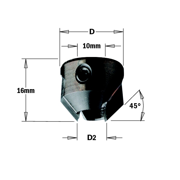 Cmt Countersink, 5mm Max dia.-10 Rght - 315.200.11