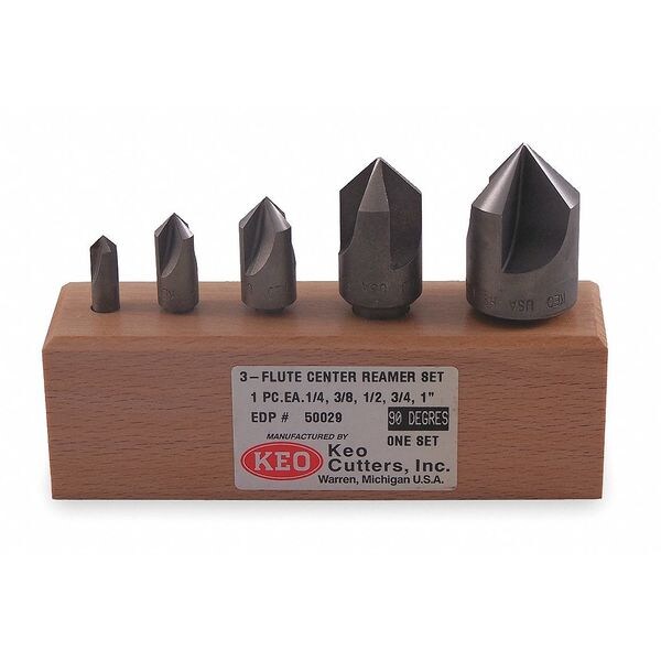 Keo 90 deg 3 Flute 5 piece Center Reamer Set CO - 917-000-012