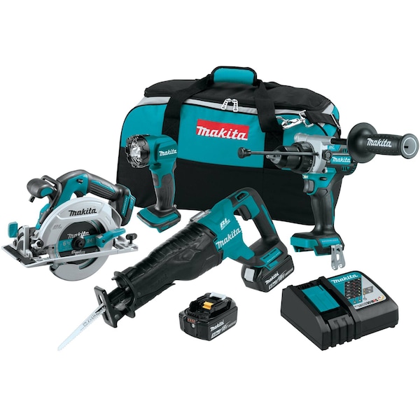 Makita LXT Brushless 4pcs, Combo Kit, 18V, (5.0Ah) - XT454T