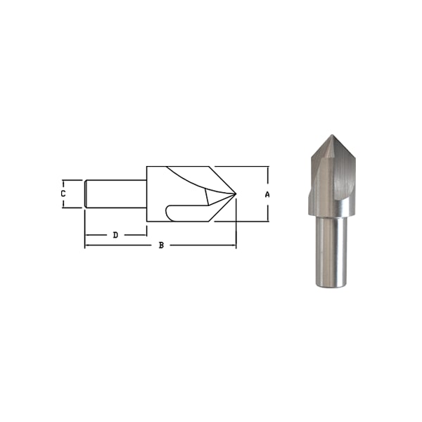 Link 3/8 X 100 Deg HSS Rh 3Fl Center Reamer 3/8 Shank X 1-9/16 Oal - 91-L2-566