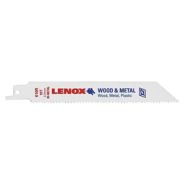 Lenox 6 in L x 10 TPI Bi-Metal Recipr Saw Blade, TPI 10, 25 UNT, PK4 - 20493B610R